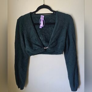 Savage X Fenty Fluff It Up PJ Crop Top, Botanical Green, L